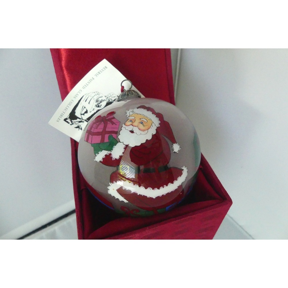 Chase Reverse Painted Glass Santa Claus Christmas Ornament with Padded Box 3in